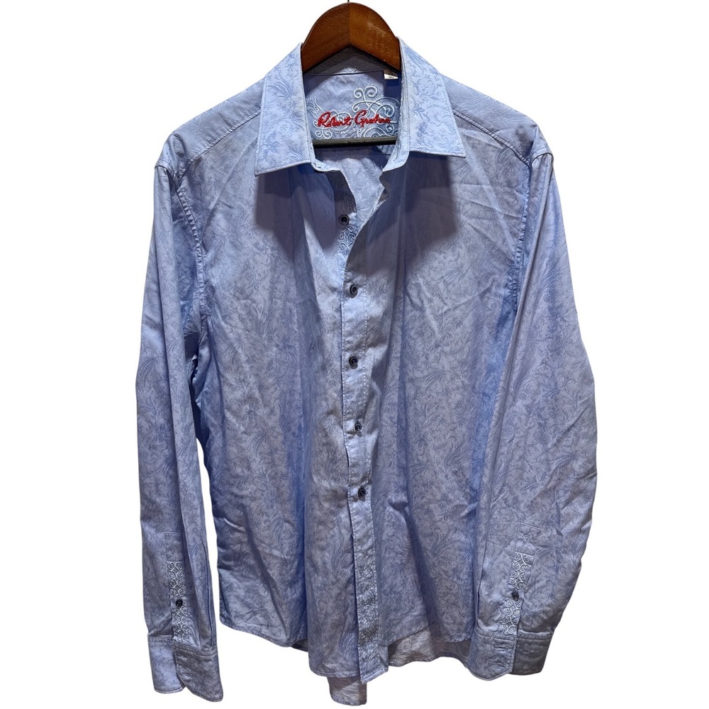 Robert Graham Mens Light Blue Paisley Print Long Sleeve Button‎ Down Shirt